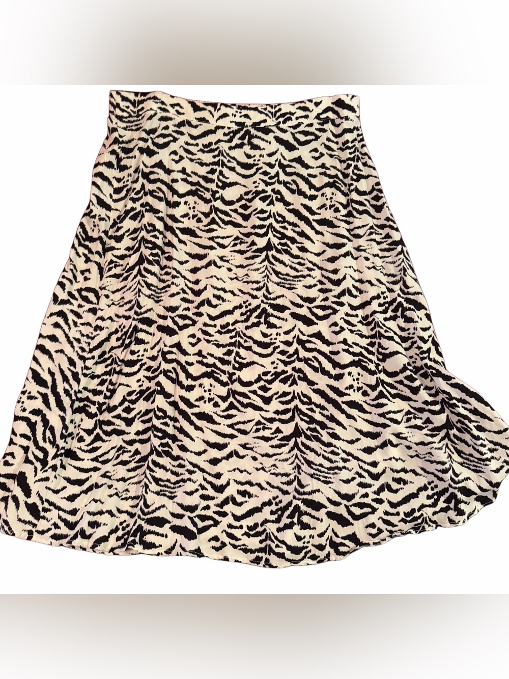 A-Line Animal Print Skirt in Black and Cream
